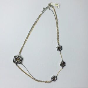 BRIGHTON Shadow Garden Gold Silver Flower Necklace